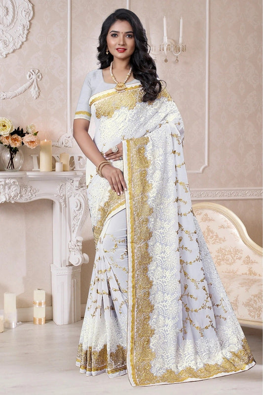 Off White Georgette Designer Saree NCSD10910545