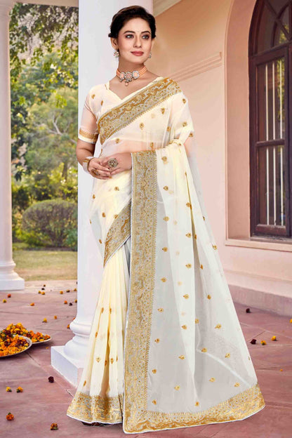 Off White Georgette Designer Saree NCSD11210900
