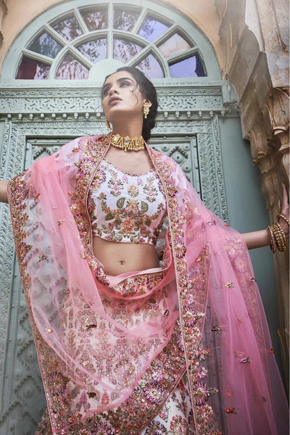 Off White Georgette Sequins Lehenga Choli NCLC10810459