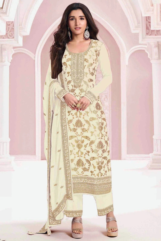 Off White Jacquard Viscose Pant Style Suit NCSM11410115