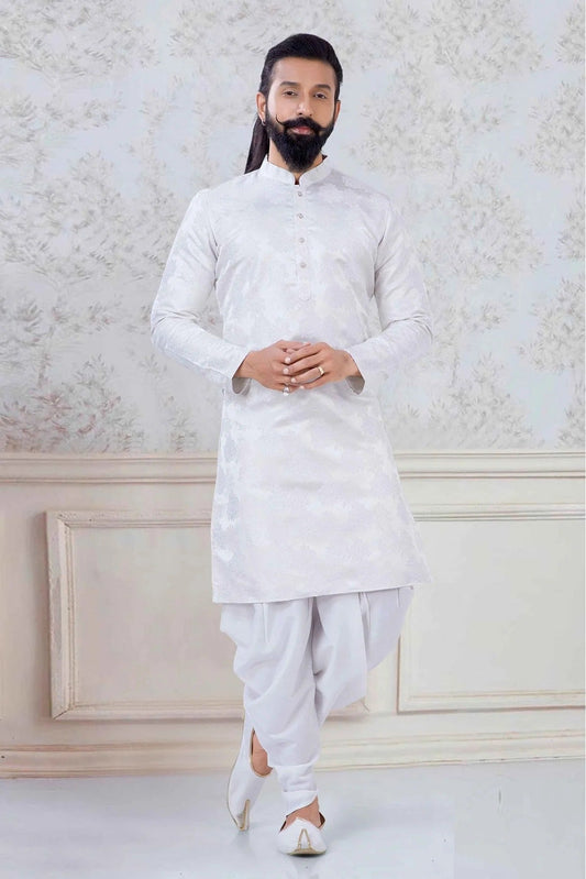 Off White Jacquard Festival Wear Dhoti Kurta NCKP11310139