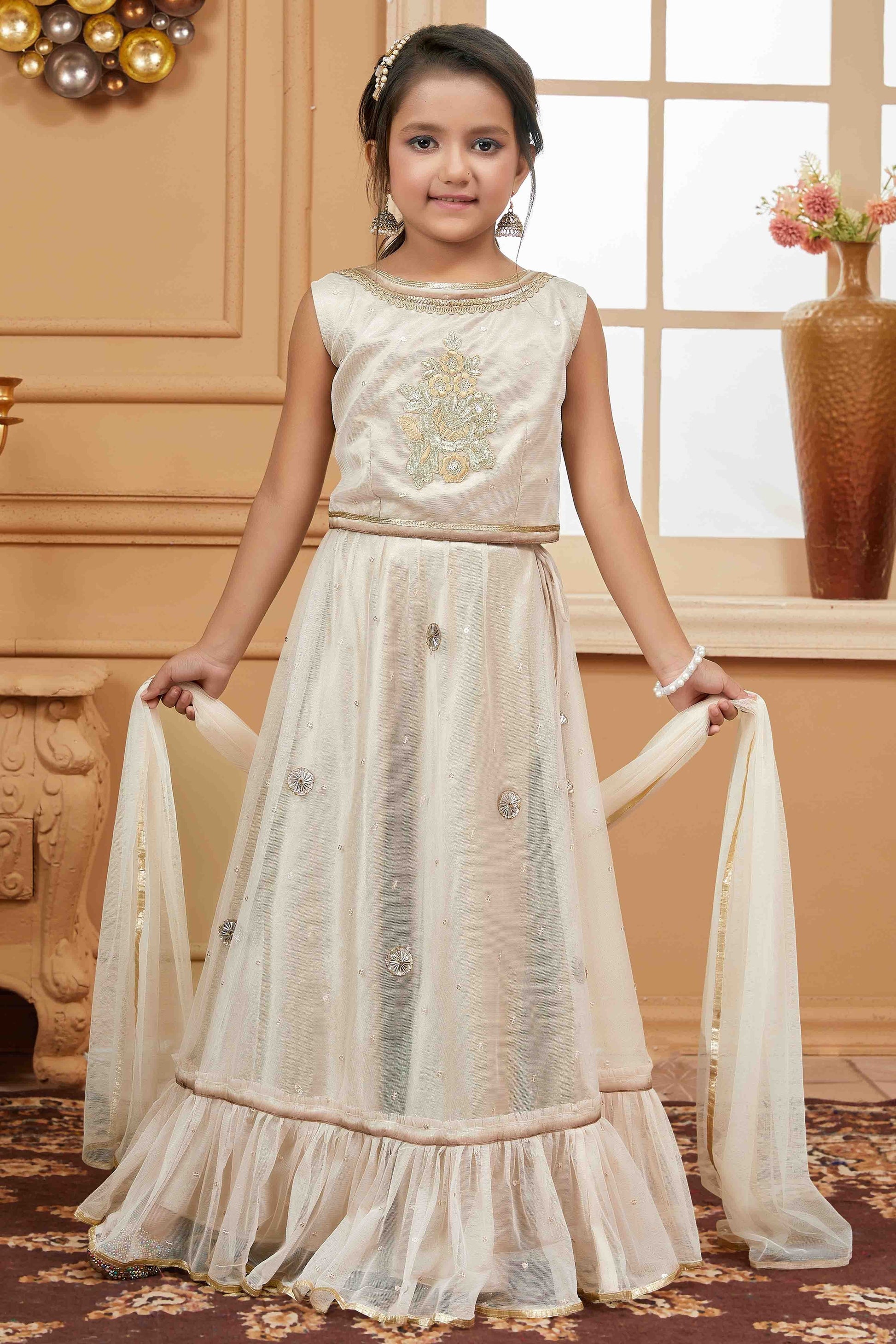 Off White Net Lehenga Choli NCGW10710828