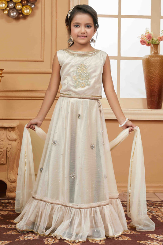 Off White Net Lehenga Choli NCGW10710828