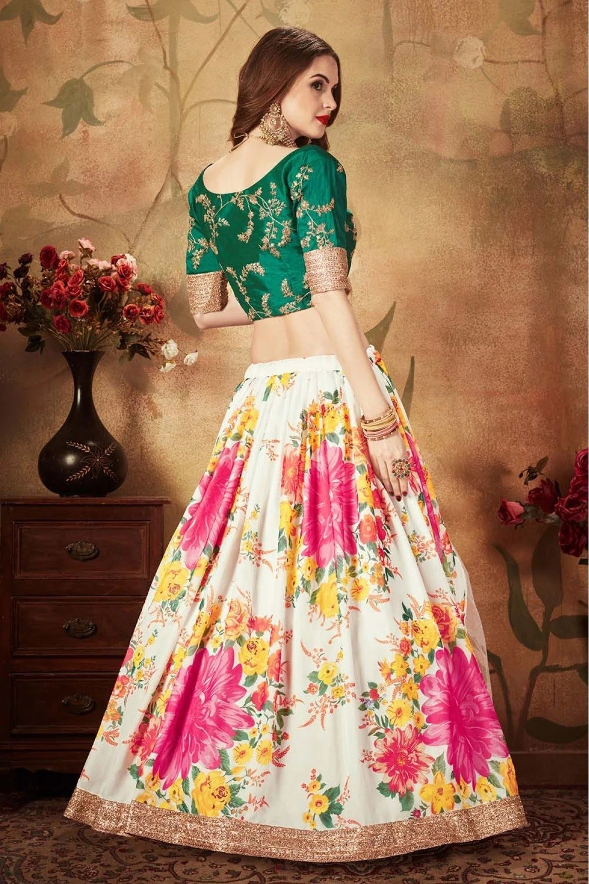 Off White Organza Lehenga Choli NCLC10110313