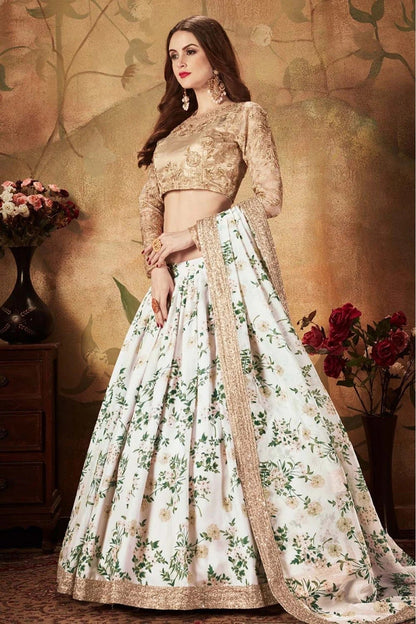 Off White Organza Lehenga Choli NCLC10110317