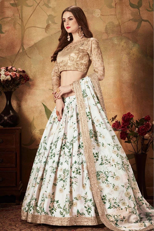 Off White Organza Lehenga Choli NCLC10110317