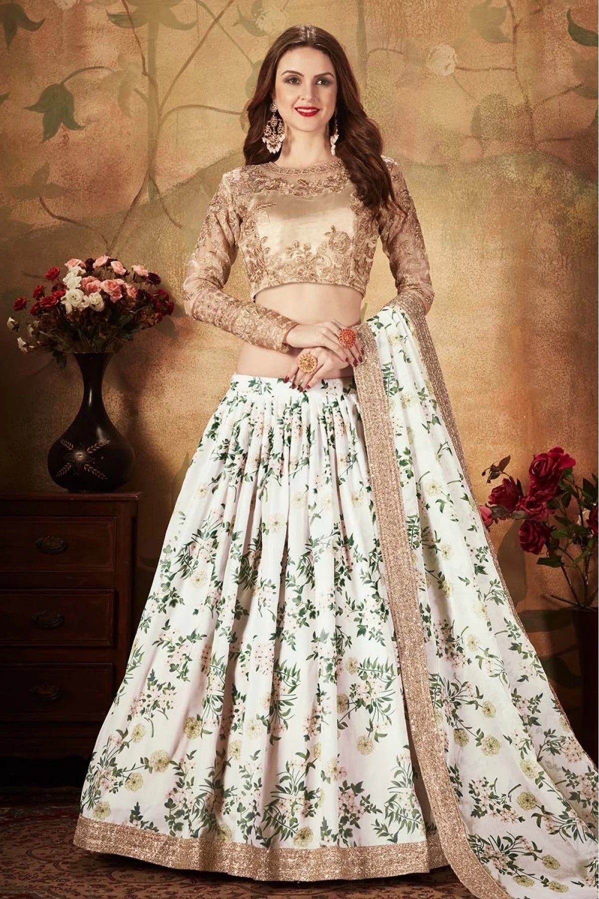Off White Organza Lehenga Choli NCLC10110317