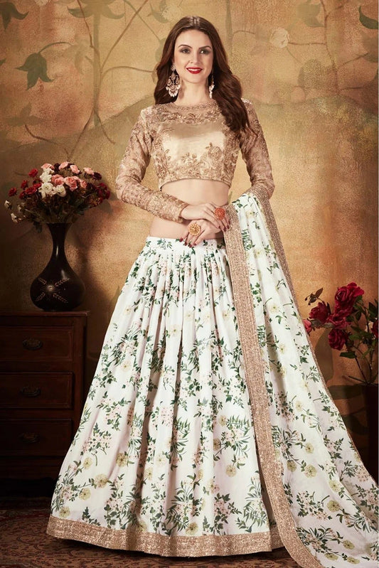 Off White Organza Lehenga Choli NCLC10110317