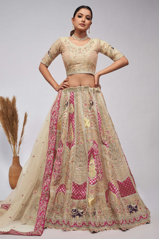 Off White Organza Silk Lehenga Choli NCLC10310107