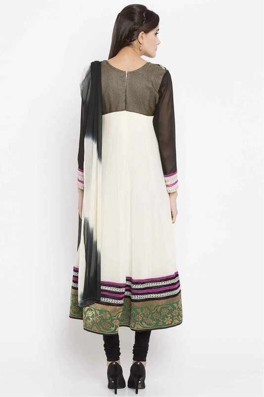 Off White Plus Size Faux Georgette Churidar Suit NCSS10710493