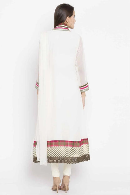 Off White Plus Size Faux Georgette Churidar Suit NCSS10710495