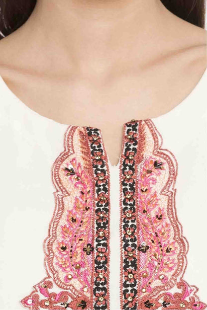 Off White Plus Size Faux Georgette Churidar Suit NCSS10710497