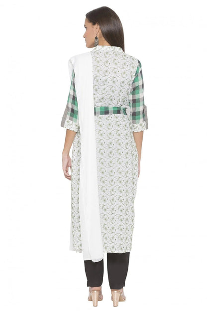 Off White Plus Size Stitched Cotton Embroidery Pant Style Suit NCSS10710578