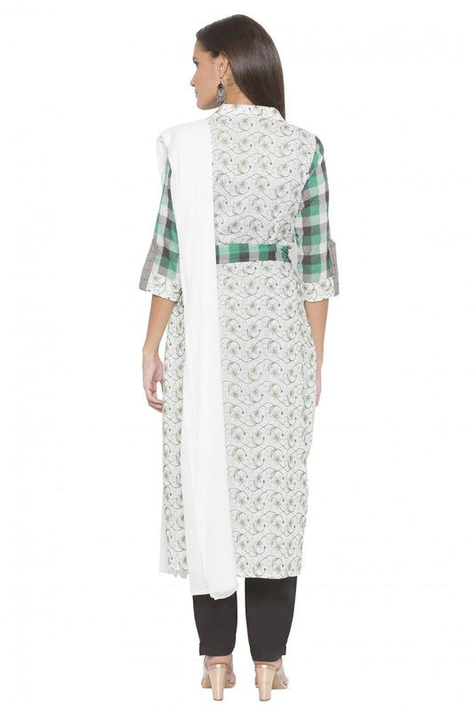 Off White Plus Size Stitched Cotton Embroidery Pant Style Suit NCSS10710578