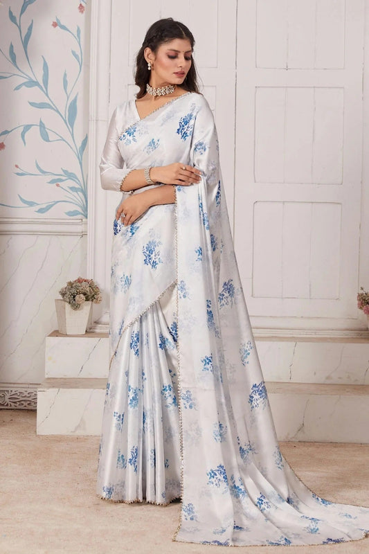 Off White Pure Satin Designer Saree NCLC11210282