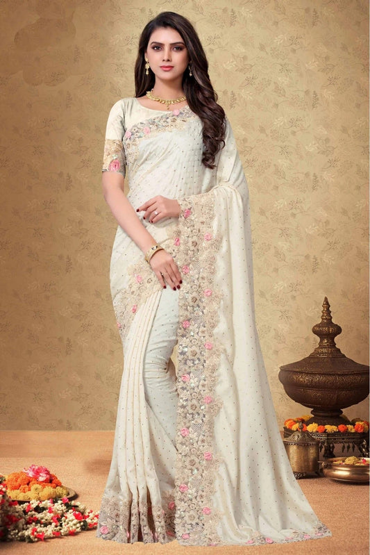 Off White Rangoli Silk Designer Saree NCSD11210521