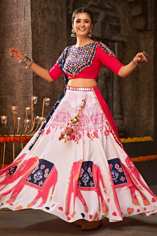 Off White Rayon Navratri Lehenga  NCLC11510119