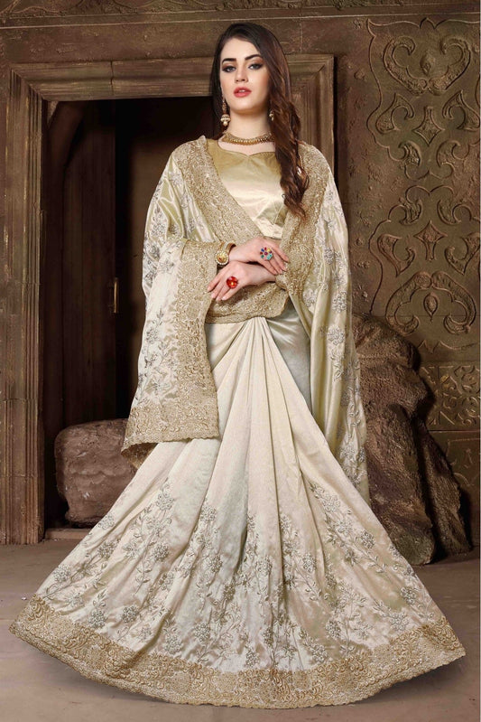 Off White Silk Designer Saree NCSD11210610