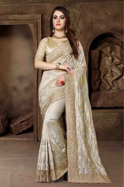 Off White Silk Designer Saree NCSD11210610