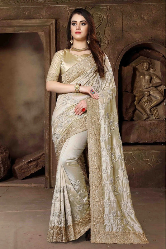 Off White Silk Designer Saree NCSD11210610