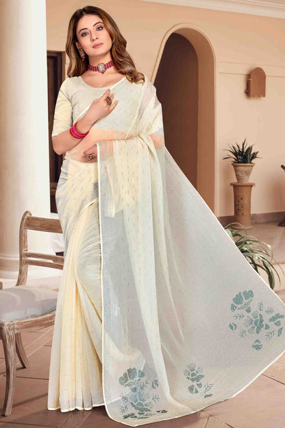 Off White Simmer Chiffon Designer Saree NCSD11210931