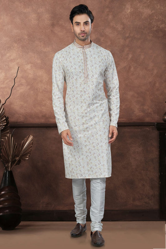 Off White Soft Rayon Kurta Pajama NCKP10410117