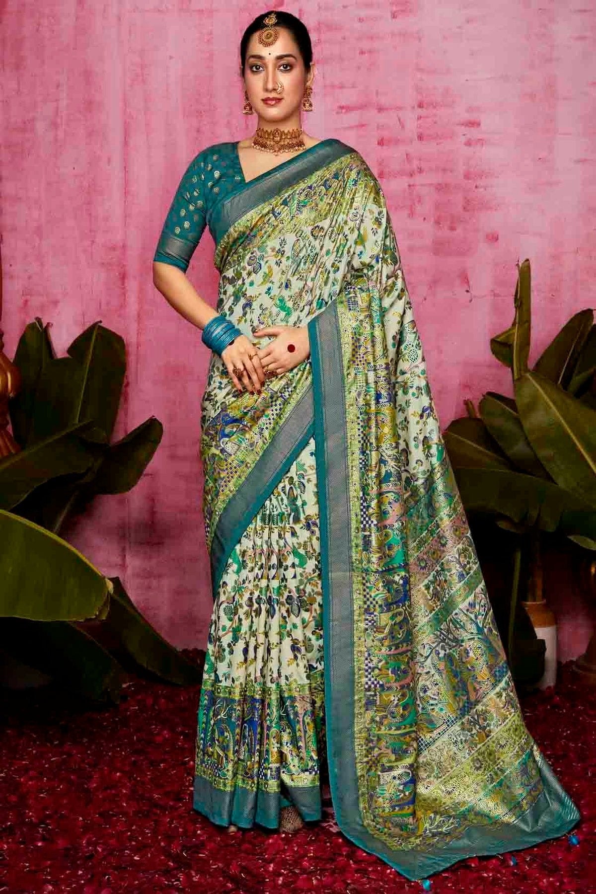 Off White Tussar Silk Polka Dot Printed Saree NCSD11110259
