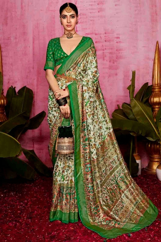 Off White Tussar Silk Polka Dot Printed Saree NCSD11110262
