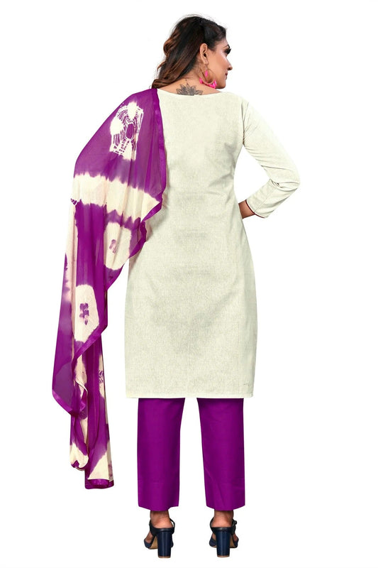Off White Unstitched Khadi Cotton Straight Suit NCUS11610335