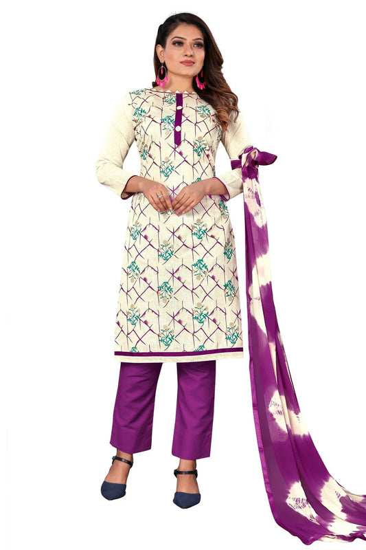 Off White Unstitched Khadi Cotton Straight Suit NCUS11610335