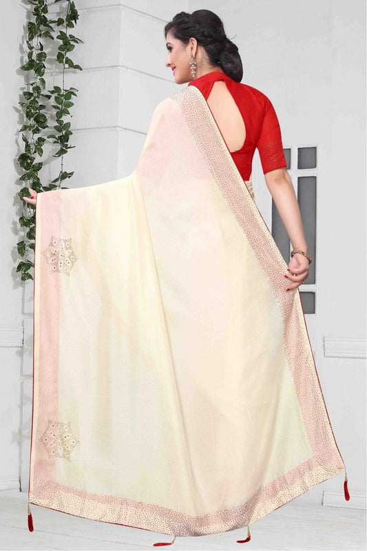 Off White Vichitra Silk Designer Saree NCSD11210699