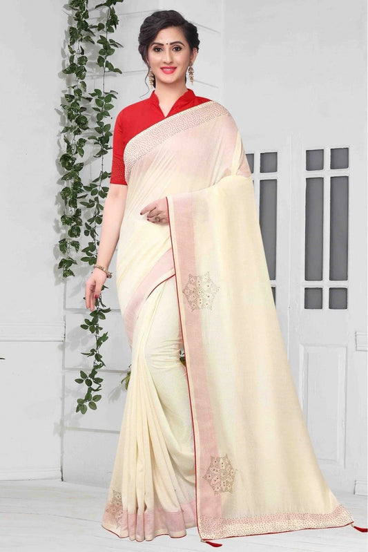 Off White Vichitra Silk Designer Saree NCSD11210699