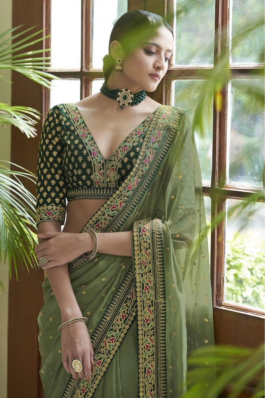 Olive Green Art Silk Designer Saree NCSD10810609