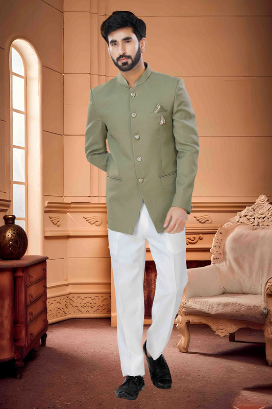 Olive Green Jodhpuri In Terry Rayon NCJP11310103