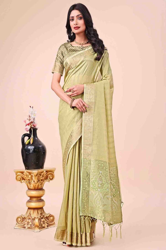 Olive Green Organza Woven Traditional Sarees  NCSD11110281