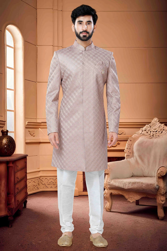 Onion Pink Indo Western In Silk NCSH11310210