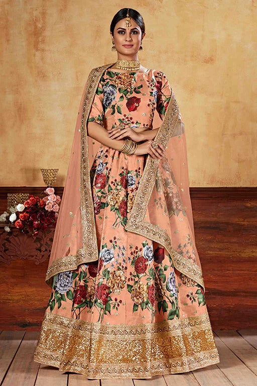 Orange Art Silk Designer Lehenga Choli NCLC12410137
