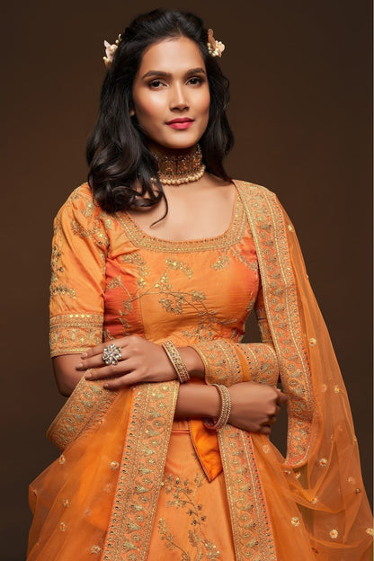 Orange Art Silk Lehenga Choli NCLC10110346