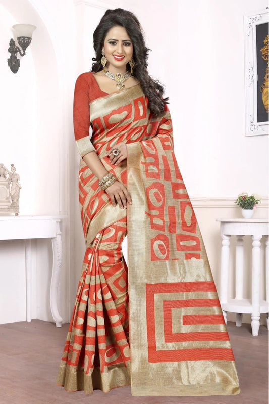 Orange Banarasi Art Silk Woven Saree NCSD11210566
