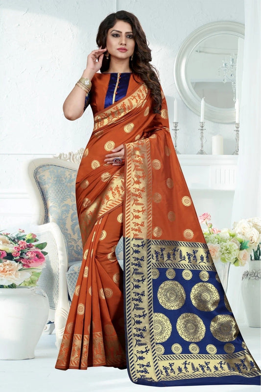 Orange Banarasi Art Silk Woven Saree NCSD11210798