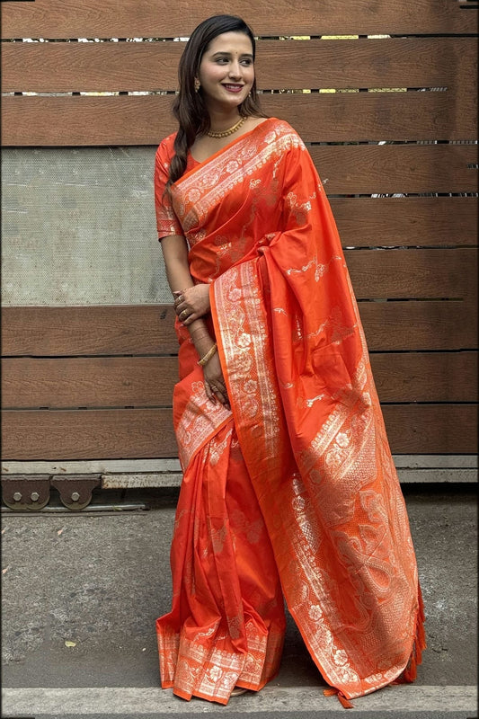 Orange Banarasi Silk Traditional Saree NCSD11111633