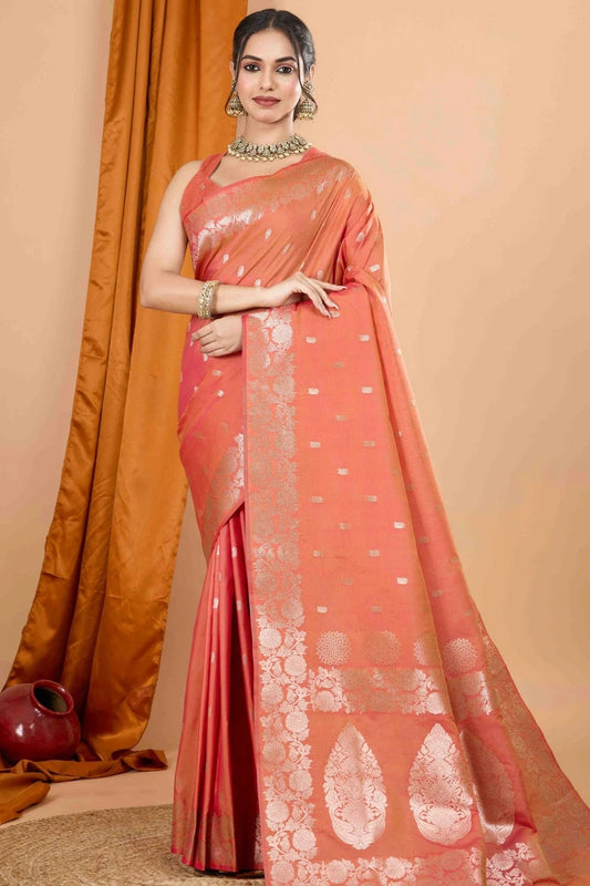 Orange Banarasi Silk Woven Traditional Saree NCSD11110470