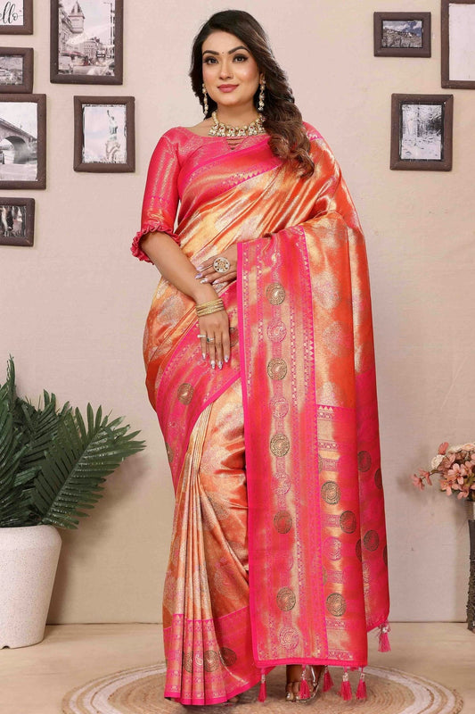 Orange Banarasi Tissue Silk Traditional Saree NCSD11110805