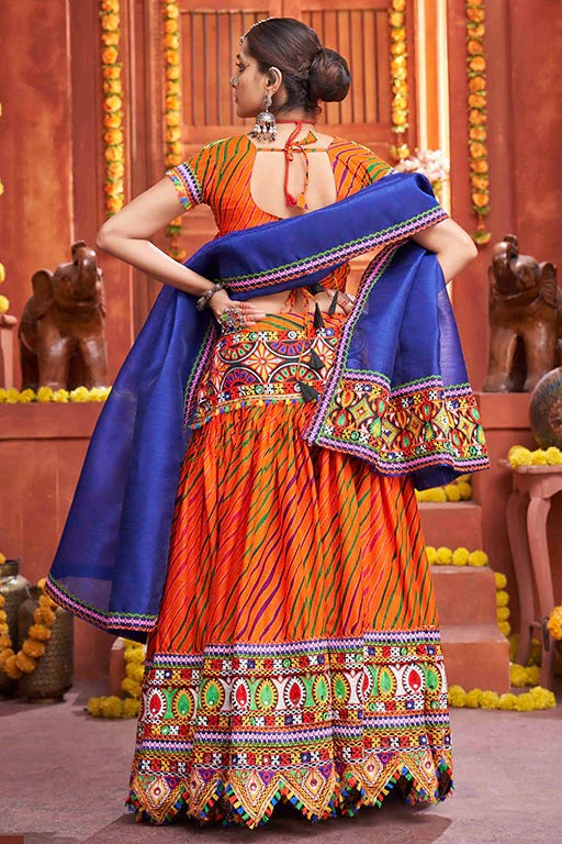 Orange Cotton Silk Navratri Lehenga Choli NCLC12410128
