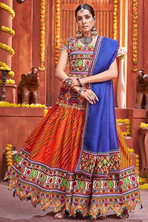 Orange Cotton Silk Navratri Lehenga Choli NCLC12410128
