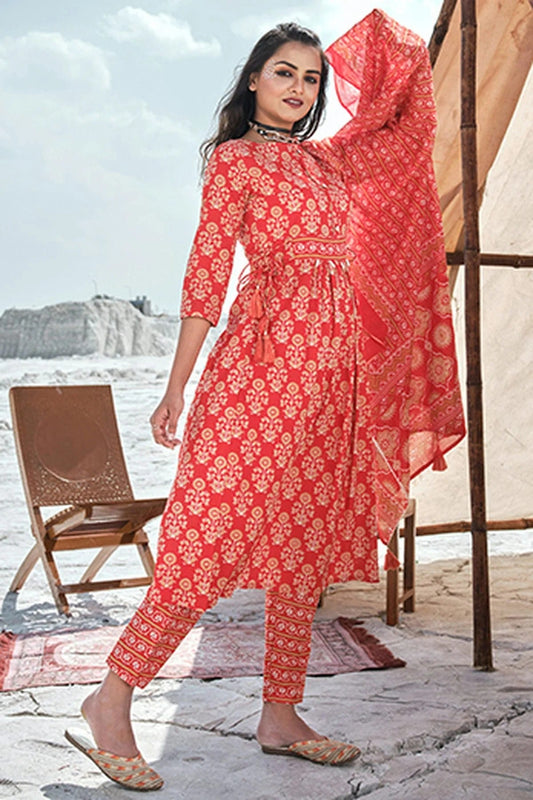 Orange Cotton Stitched Salwar Suit NCSS11111939