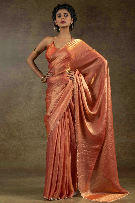 Orange Fendi Satin Silk Ready To Wear Saree NCSD11210131