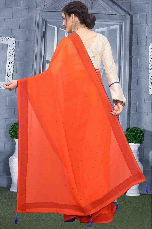 Orange Georgette Party Wear Saree NCSD11210677