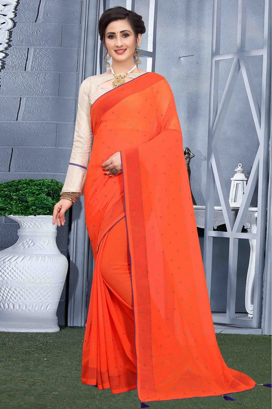 Orange Georgette Party Wear Saree NCSD11210677