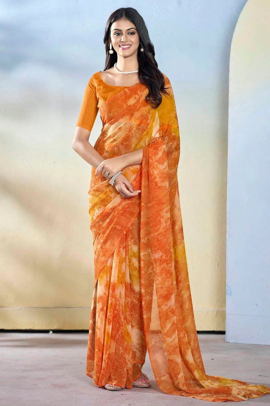 Orange Georgette Ready To Wear Saree NCSD11111808